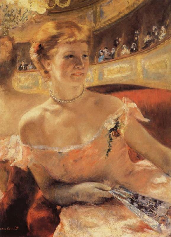 Mary Cassatt Woman with a Pearl Necklace in a Loge for an impressionist exhibition in 1879 oil painting picture
